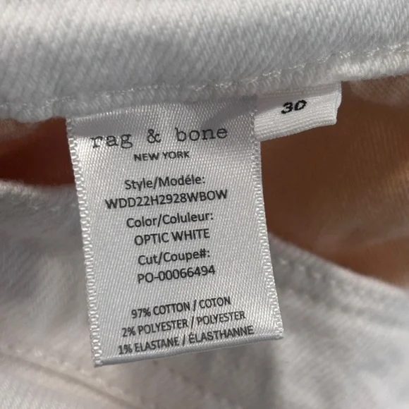 Rag & Bone White Peyton Midrise Bootcut in Optic White Denim Jeans Size 30 Women - Picture 9 of 15